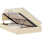 Syfax LED-Speicherbett mit Matratze Creme 120 x 190 cm Stoff