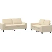 vidaXL 2-tlg. Sofagarnitur Creme Stoff