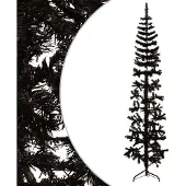 Syfax Künstlicher Halb-Weihnachtsbaum Ständer Schlank Schwarz 240 cm