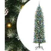Syfax Künstlicher schlanker Weihnachtsbaum Grün und Weiß 210 cm