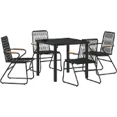 vidaXL Garten Essgruppe 5 Stk. Schwarz Pulverbeschichteter Stahl
