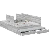 Syfax Aufbewahrungsbettgestell Graues Sonoma 160 cm Holzwerkstoff