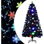 Prolenta Maison Exclusive - Weihnachtsbaum mit LED-Schneeflocken Schwarz 120 cm Fiberoptik