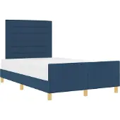 vidaXL Bettgestell mit Kopfteil Blau 120 x 200 cm Stoff