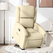 Prolenta Maison Exclusive - Relaxsessel mit Aufstehhilfe Creme Stoff