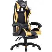 Syfax Gaming-Stuhl mit Fußstütze Golden und Schwarz Kunstleder