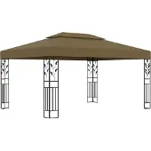 vidaXL Pavillon mit Doppeldach 3x4 m Taupe 180 g/m²