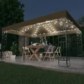vidaXL Pavillon mit Doppeldach & LED-Lichterkette 3x4 m Taupe , Pavillons & Partyzelte Design 2024