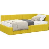 Syfax Eckbettgestell mit Matratze mit Kopfteil 2 pcs Gelb Samt