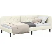 Syfax Eckbettgestell Creme 100 x 200 cm Samt