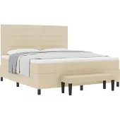 Syfax Boxspringbett mit Kissen mit Kopfteil Creme 180 x 200 cm Stoff