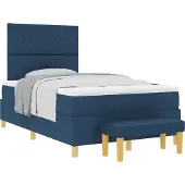 Syfax Boxspringbett mit Kissen mit Kopfteil Blau 200 x 120 cm Stoff