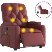 Syfax Massagesessel Elektrisch Weinrot Kunstleder