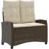 vidaXL Gartenbank Verstellbar mit Kissen Braun Poly Rattan