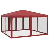 Syfax Partyzelt mit 8 Mesh-Seitenteilen Rot 4x4 m HDPE