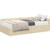 Syfax Eckbettgestell mit Matratze Sonstiges 2 pcs Creme Stoff