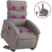 Syfax Massagesessel mit Aufstehhilfe Taupe Stoff