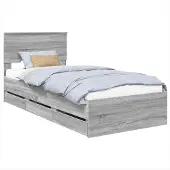 Syfax Bettrahmen Graues Sonoma 75 x 190 cm Ingenieurs Holz