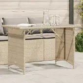 Prolenta Maison Exclusive - Gartentisch mit Glasplatte Beige 110x68x70 cm Poly Rattan