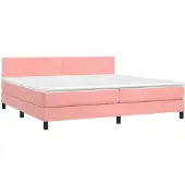 Syfax Boxspringbett mit Matratze Rosa 200x200 cm Samt