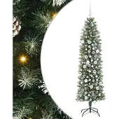 Syfax Künstlicher schlanker Weihnachtsbaum Grün und Weiß 180 cm
