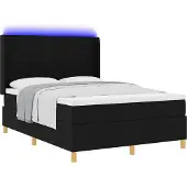 Syfax Boxspringbett mit LED-Lichtleisten Schwarz 140 x 200 cm Stoff