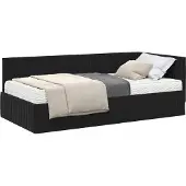 Syfax Eckbettgestell mit Matratze mit Kopfteil 2 pcs Schwarz Samt