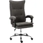Syfax Bürostuhl Grau Stoff ergonomisch höhenverstellbar Liegefunktion 110 kg hohe Rückenlehne Nylonrollen 64x68x113-120 cm