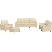 vidaXL 4-tlg. Sofagarnitur mit Kissen Creme Stoff