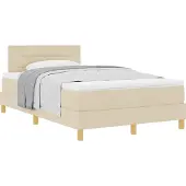 Syfax Boxspringbett mit Kissen mit Kopfteil Creme 120 x 200 cm Stoff