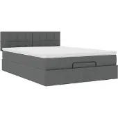 Syfax Ottoman-Bett mit Matratze Dunkelgrau 140x190 cm Stoff