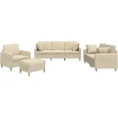 vidaXL 4-tlg. Sofagarnitur mit Kissen Creme Stoff