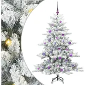 Syfax Künstlicher klappbarer Weihnachtsbaum Weiß 150 cm PVC und Stahl