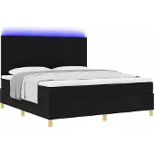 Syfax LED Boxspringbett mit Matratze Schwarz 180 x 200 cm Stoff
