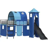 Syfax Kinderloftbett Schwarz und Blau 107 x 200 cm Metall