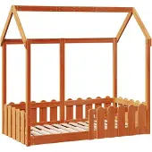 Syfax Kinderbett Hausbett Wachsbraun 70x140 cm Kiefer