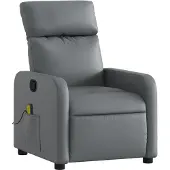 Syfax Massagesessel Grau Kunstleder 66 x 89,5 x 95,5 cm mit 6-Punkt-Vibrationsmassage und Seitentasche