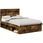 Syfax Bettrahmen Geräucherte Eiche 120 x 190 cm Massives Kiefernholz