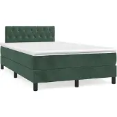 Syfax Boxspringbett mit Matratze Dunkelgrün 120x200 cm Samt