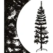 Syfax Künstlicher Halb-Weihnachtsbaum Ständer Schlank Schwarz 120 cm