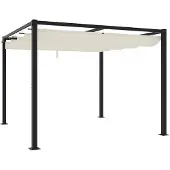 Syfax Gartenpavillon mit Ausziehbarem Dach Creme 3x3 m Stahl