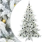 Syfax Künstlicher klappbarer Weihnachtsbaum Weiß 210 cm PVC und Stahl