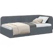 Syfax Eckbettgestell Dunkelgrau 100 x 200 cm Samt