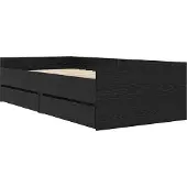 Syfax Bettrahmen mit Schubladen Schwarz Eichen-Optik 90 x 200 cm