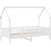 Syfax Kinderbett Hausbett Weiß 90x190 cm Massivholz Kiefer