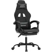 Syfax Gaming-Stuhl mit Fußstütze Schwarz Kunstleder