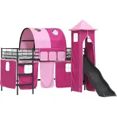 Syfax Kinderloftbett Schwarz und Pink 107 x 200 cm Metall
