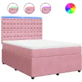 Syfax Boxspringbett mit Matratze Rosa 140x190 cm Samt