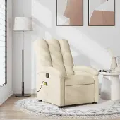 vidaXL Möbel Massage-Relaxsessel, cremefarbener Stoff - Fernseh- & Relaxsessel 3205874