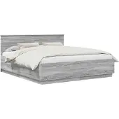 Syfax Bettrahmen Graues Sonoma 200 x 200 cm Holzwerkstoff